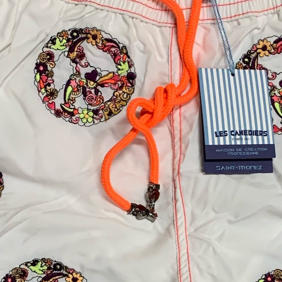 Les Canebiers Mens NWT White Peace Swim Shorts 🇫🇷 - Picture 2 of 5